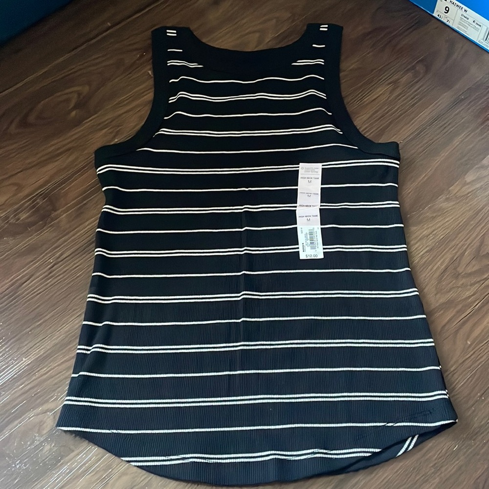 Striped black and white tank top
